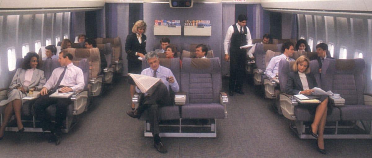 Business passengers on a Delta Airlines plane